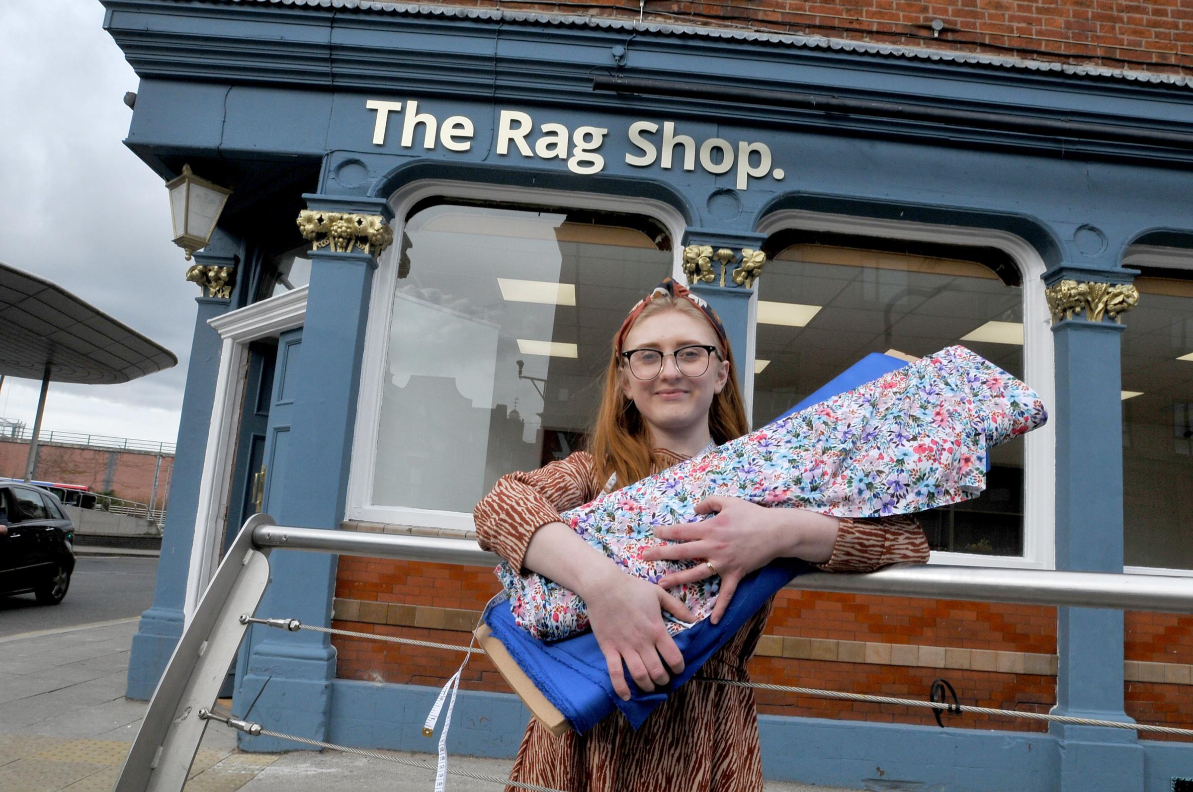 Stephanie Lyon pictured by Dave Gillespie outside The Rag Shop