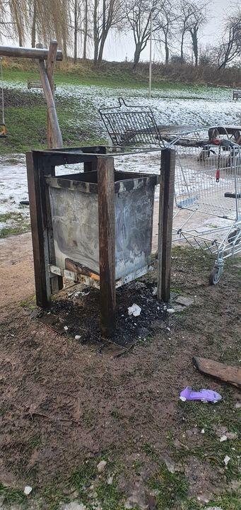 A bin was torched at Winsford Town Park