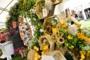 Wedding and event floral designer Jacqui Owen and baker Anne O'Neil at the Bee Friendly, Bee Kind moon gate