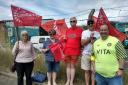 The Arriva bus strike picket line in Winsford (Felicity Dowling)