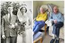 Howard and Barbara on their wedding day and 65 years later on their anniversary