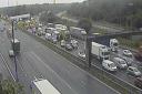 Traffic is building on the M6 after a crash between two lorries
