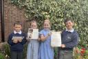 Barnton pupils with their letter and card from the Palace