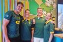 Sale Sharks' Alex Groves and Ernst van Rhyn joined Lynika and Rayner Müller at That South African Place in Northwich for the start of the Rugby World Cup