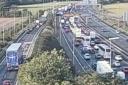 Lane closed and queues building on M6 after crash on Thelwall Viaduct