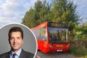 A D&G bus and, inset, Edward Timpson MP