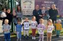 Staff and children at the Old School House Day Nursery (Paintpots) celebrating their most recent Ofsted rating