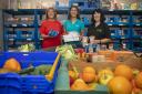 (L-R): Sally Howard, foodbank volunteer; Hannah George from Anwyl Homes; and Anne Trelfa, foodbank volunteer