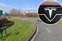 A Tesla driver was trapped following a crash on Penny's Lane, at the junction with the A556