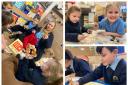 Clockwise from left: Reception teaching assistant Samantha Weedall sharing a story and poppets with children; Marlie-Rae Barlow and Olivia Henshaw completing a jigsaw; and year six pupil Scott Mitchell hard at work