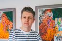Artist David Boardman with his work work shortlisted for the British Art Prize