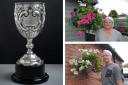 Winsford's Coronation Cup with 2023 hanging basket competition winners Frances Johnson (top right) and Nigel Durose