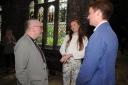 The Duke of Westminster accompanied by fiancée Olivia Henson at Chester Cathedral, talking to The Very Revd Dr Tim Stratford. Photo: Simon Warburton.