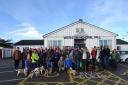 Walkers and dogs at the start at  Wistaston Memorial Hall (image courtesy of Jonathan White)