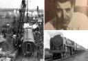Left, The scene of the Winsford train crash in 1948. Top right, brave driver Wallace Oakes who managed to stop a burning train in another incident and bottom right, Brittania Class 70051 Firth of Forth