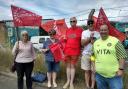 The Arriva bus strike picket line in Winsford (Felicity Dowling)