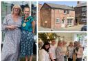 Amanda Dutton with town mayor Jane Thomas and surrounded by Willowgreen customers