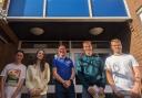 St Nicholas' head teacher, Craig Burns (centre), with students (L to R): Mel Magee,  Niamh Emes, Thomas Dean and Gabriel Mikoleizik