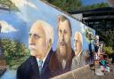 Artist Bernice Tackley has been restoring the mural at Anderton Boat Lift