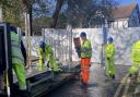 Environment Agency teams removing phase two flood defence measures