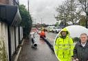 Mike Amesbury, inset with EA officer Chris Scott, praised organisations for the work they did to help Northwich avoid serious flooding