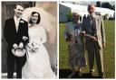 Richard and Margery Hall on their wedding day in 1964 and as they are today