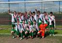 The Northwich Victoria under 13s team celebrate their cup final victory