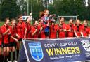 Hartford FC's under 13s girls team celebrate winning the Cheshire Cup