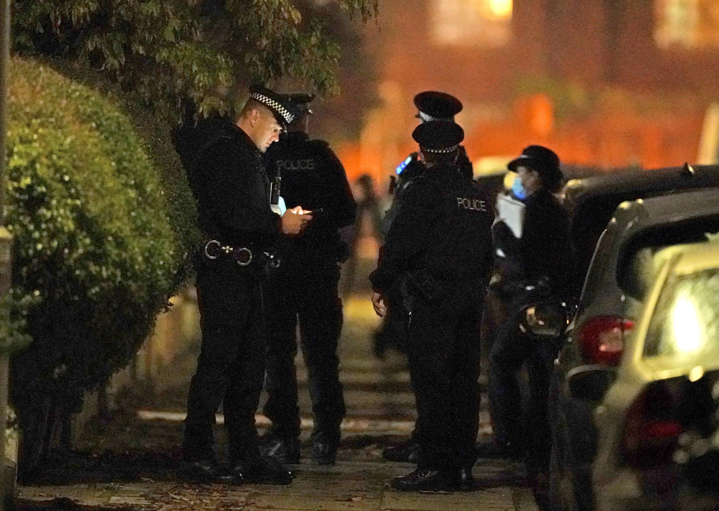 Police officers at an address in Rutland Avenue in Sefton Park, after an explosion at the Liverpool Womens Hospital killed one person and injured another Picture: Peter Byrne/PA Wire 