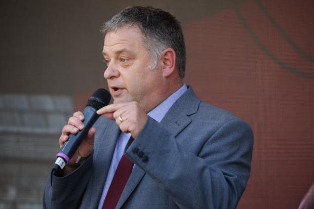 Mike addressing the national Leaseholders Together Rally in Parliament Square, London, last September Pic Marcus Perkins