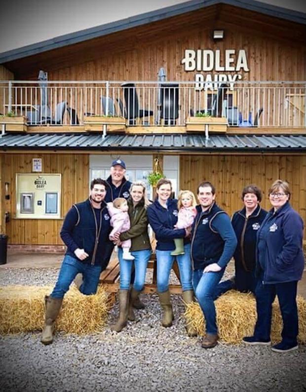 Northwich Guardian: Adam Brown and his family at Bidlea Dairy