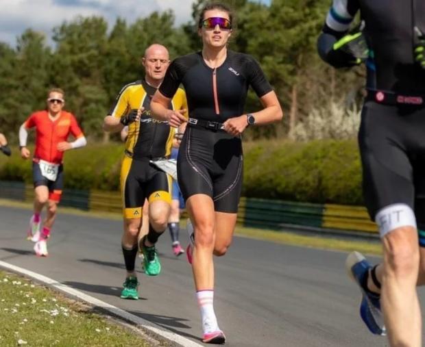 Northwich Guardian: Kathy Stringer on her way to becoming national duathlon champion. Picture: VSP Images