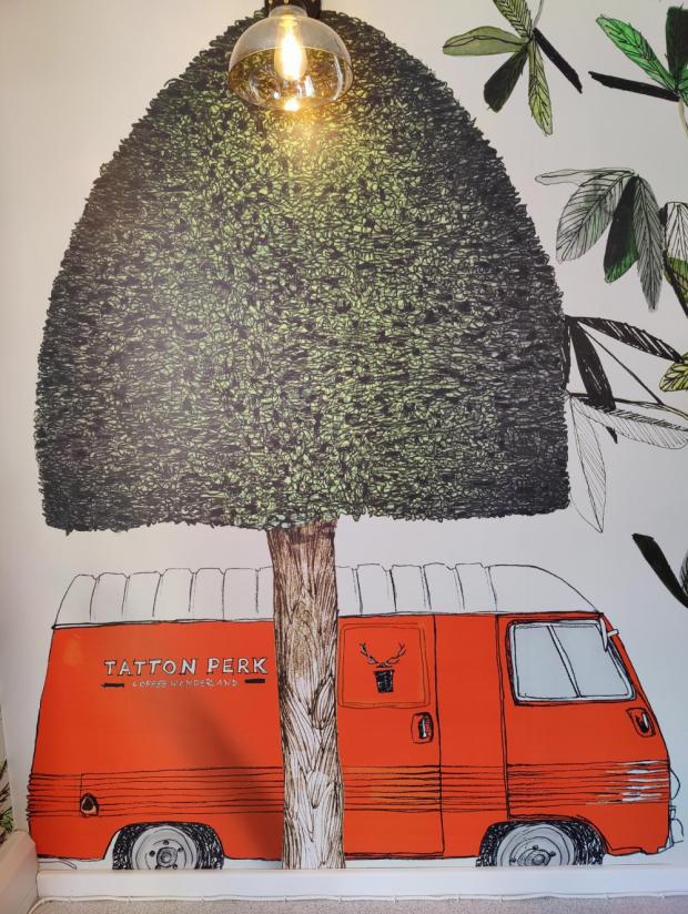 Northwich Guardian: The vintage Tatton Perk van features on the hand-drawn wallpaper