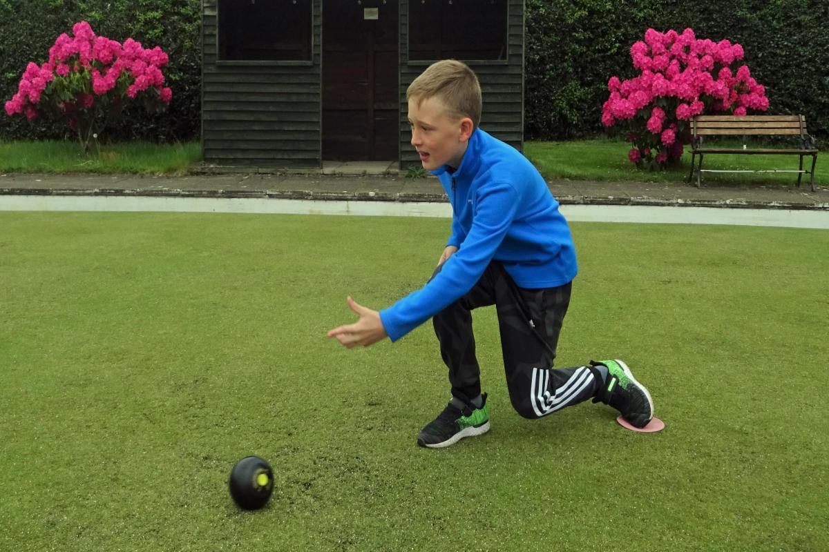 Luka Jones Dakic, 9, who made his debut for Comberback C in the Mid Cheshire Bowling League