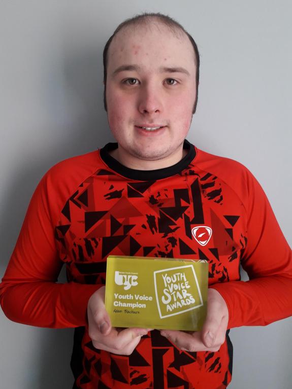 Northwich Guardian: Adam Blackburn from Winsford won the national Youth Voice Champion award Northwich Guardian: Adam Blackburn from Winsford won the national Youth Voice Champion award