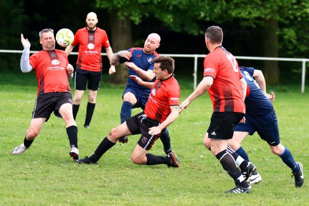 Recent action from the Hartford FC Vets v Parkfield Rangers Vets game at Winnington Park. Picture: Bryn Jackson Photography