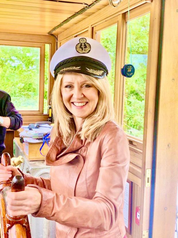 Northwich Guardian: Tatton MP Esther McVey aboard the steamship 'The Danny'