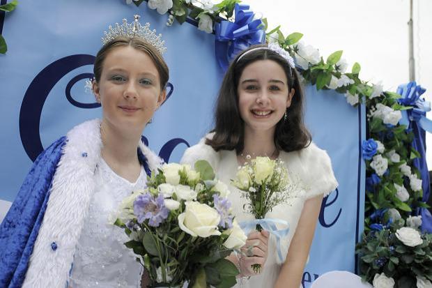 Last year's Lymm May Queen Charlotte Booker and lady in waiting Fay Griffiths