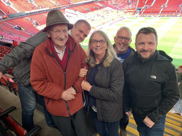 Northwich Guardian: Grandad George and family on a visit to Old Trafford