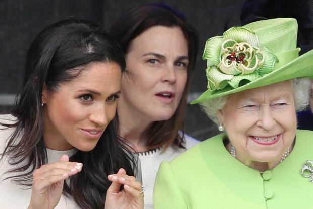 Meghan Markle and the Queen enjoy watching a stunning dramatisation about the history of Halton's bridges by children from schools across Runcorn and Widnes. Pictures: PA