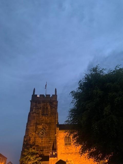 Northwich Guardian: A beacon was lit on the roof of St Luke's Church Picture: Karoline Peach