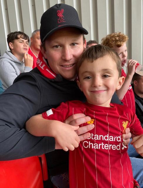Northwich Guardian: Neil with his son Henry watching Liverpool take on Burnley (Neil Bradshaw)