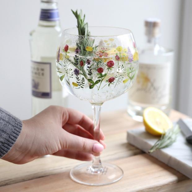 Northwich Guardian: Wildflower Design Balloon Gin Glass. Credit: Not On The High Street
