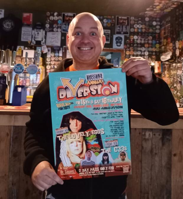 Northwich Guardian: Salty Dog's Chris Mundie with the poster for the 'Diversion'