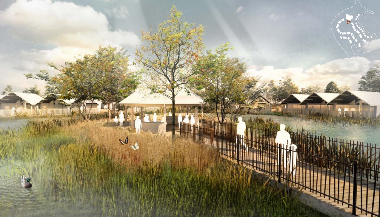 An island events space would be created as part of the Chester Zoo overnight lodges plans. Source: Planning document.