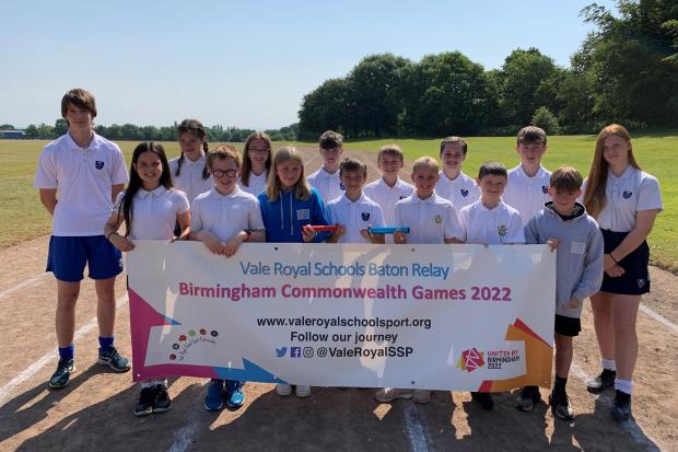 Pupils from Hartford Church of England High School and Hartford Manor Primary School & Nursery gear up for the Schools Baton relay