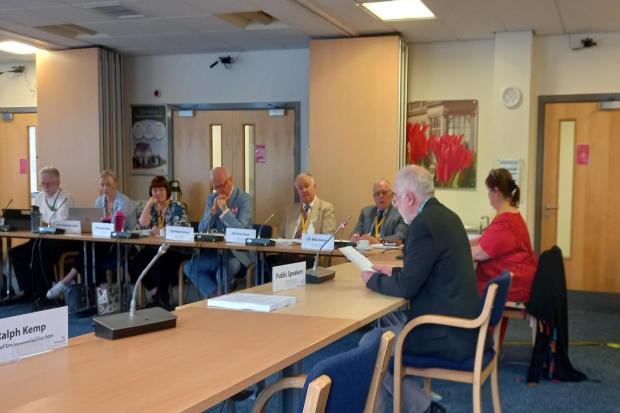 Resident John Finnan asking Cheshire East councillors to return the Longridge site to the Green Belt