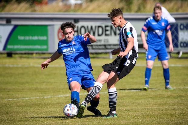 Northwich Guardian: Action from Barnton (black and white stripes) v Witton Albion in Saturday's pre-season friendly at Townfield. Pictures: Karl Brooks Photography