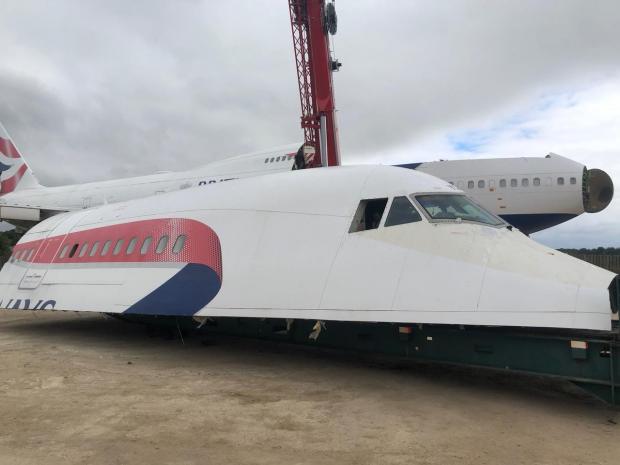 Northwich Guardian: The top deck has been cut away from the body of the aircraft