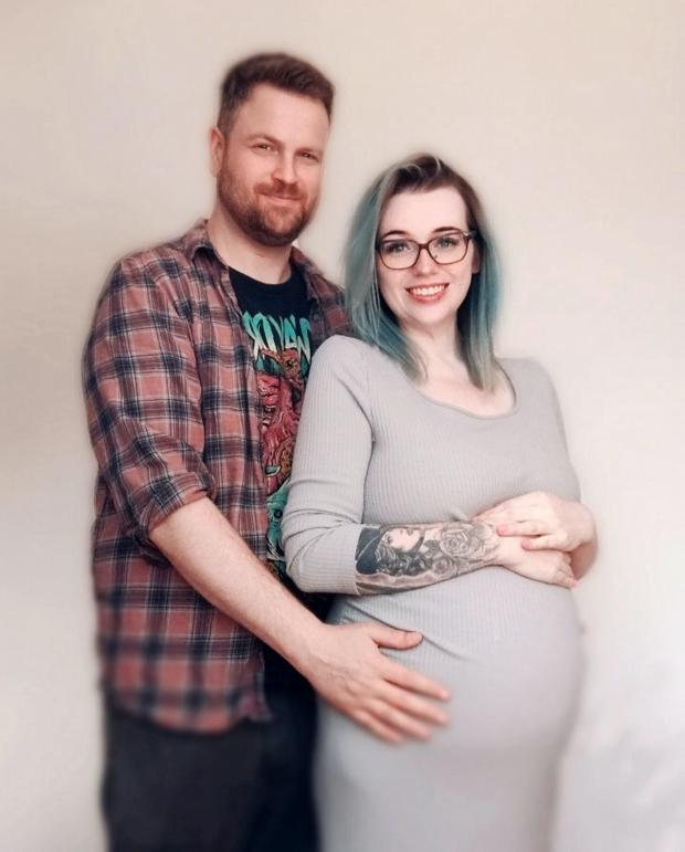 Northwich Guardian: Phil and Jodie awaiting the birth of their daughter Freya (Jodie Griffiths/SWNS)